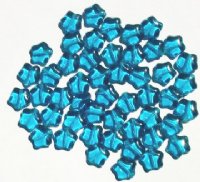 50 8mm Transparent Dark Aqua Star Beads